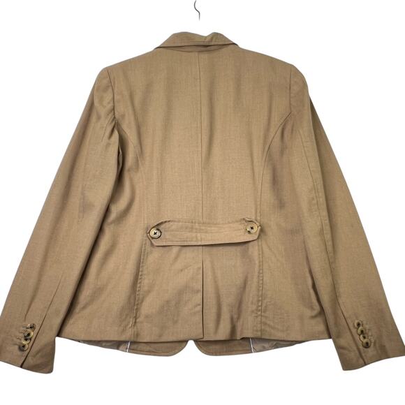 Lands' End Wool Blend One Button Blazer Jacket Womens 10 Single Breasted Tan - Picture 3 of 11